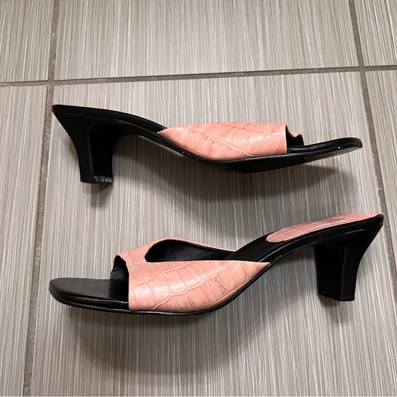 Vintage Glacee sandal mules heels crocodile embossed leather Y2K 90s rare - Picture 5 of 9